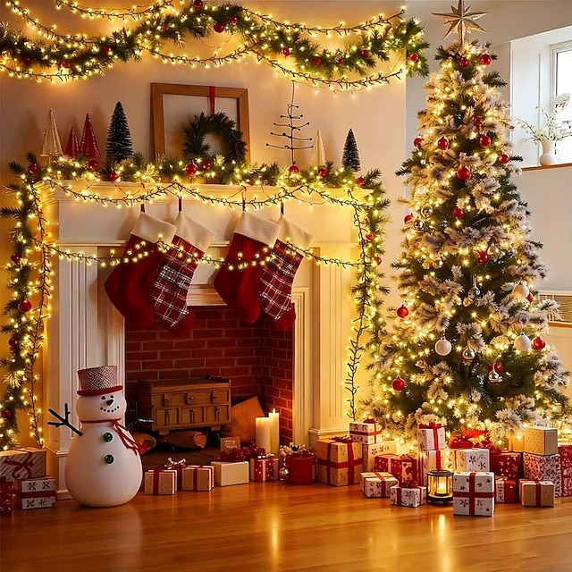  Светодиодная гирлянда для рождественской елки, 10 м, 500 светодиодов, гирлянда с теплым белым светом, 8 режимов мерцания, декоративная гирлянда для домашнего рождественского праздничного освещения,