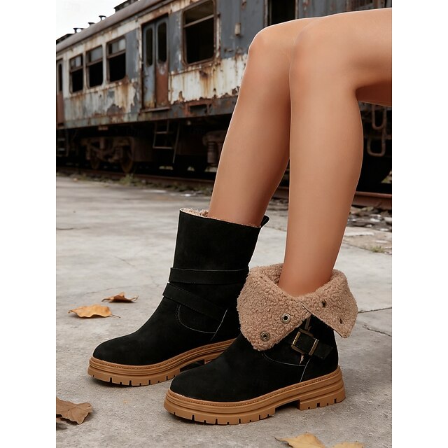  Dámské tmavě hnědé zateplené zimní vojenské boty s lemem z umělé kožešiny – teplé a funkční boty pro zimní aktivity, sněhové dny a outdoorové aktivity