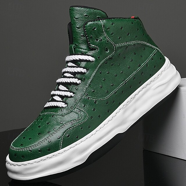 baskets-montantes-vertes-pour-homme-en-similicuir-qualit-sup-rieure