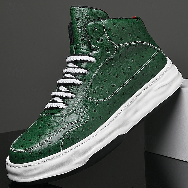 Baskets Montantes Vertes Pour Homme En Similicuir Qualit Sup rieure baskets-montantes-vertes-pour-homme-en-similicuir-qualit-sup-rieure