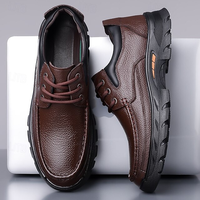 Chaussures De Travail Homme Similicuir Élégantes à Lacets - Confort Semelle Épaisse Antidérapante Tailles 40-46