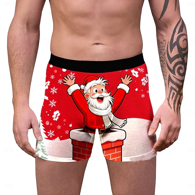  Jul Boxerkalsonger Underkläder julklapp jultomten Grafisk för Herr Vuxna 3D-utskrift för Jul Karnival Nyår Fest