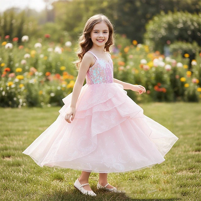 Beganly Meisjes Feestjurk, kant, V-rug, mouwloos, pluizig, tule, prinses, partyjurk, bloemenmeisje, 5 Jaar Beganly Meisjes Feestjurk, kant, V-rug, mouwloos, pluizig, tule, prinses, partyjurk, bloemenmeisje, 5 Jaar