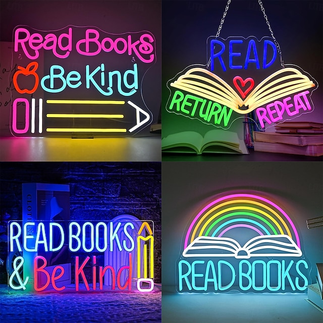 Readbooks Neon Sign Decorative Lights Usb Book Pen Neon Light for Wall ...