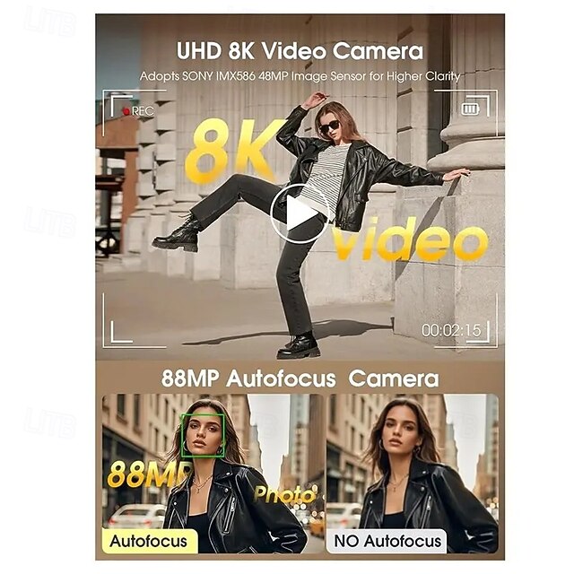 8K Mirrorless DSLR Camera with Optical Zoom Dual Front & Rear Cameras ...