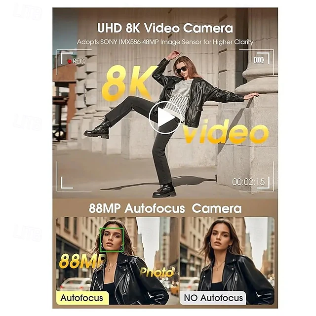 8K Mirrorless DSLR Camera with Optical Zoom Dual Front & Rear Cameras ...
