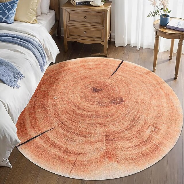 Area Rug with Tree Rings Design, 2D Flat Print, Nature-Inspired Floor ...