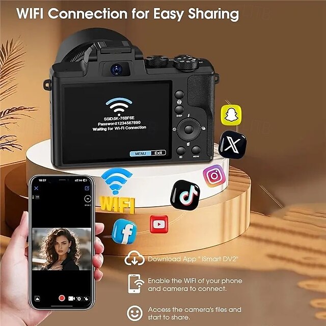 8K Mirrorless DSLR Camera with Optical Zoom Dual Front & Rear Cameras ...
