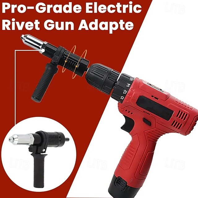Pro-Grade Electric Rivet Gun Adapter, Cordless Electric Power Drill ...