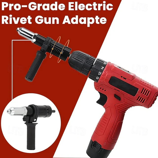 Solid Rivet Power Tool Pro-Grade Electric Rivet Gun Adapter, Cordless Electric Power Drill ...