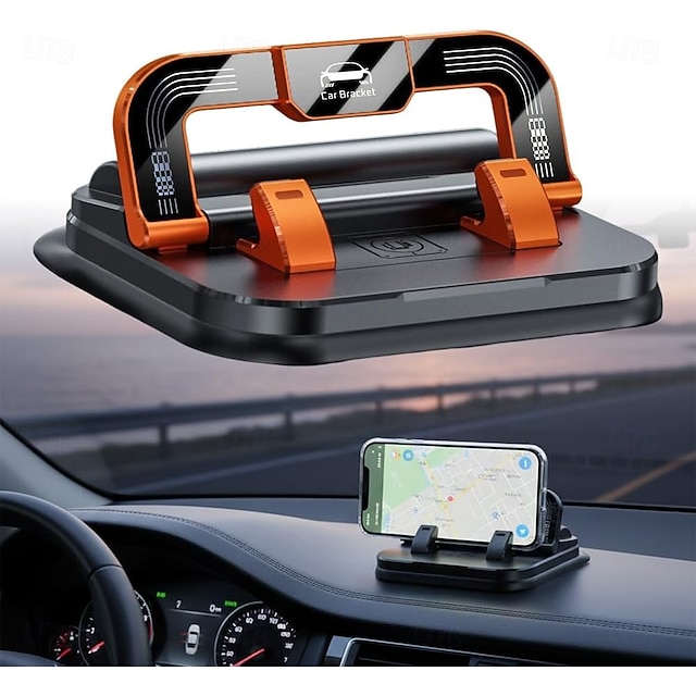  2-i-1 360° roterbar biltelefonholder med parkeringsnummerplate - sammenleggbar, justerbar sklisikker base, dashbord-/nakkestøttefeste, kompatibel med de fleste kjøretøy, biltelefonholder, biltilbehør