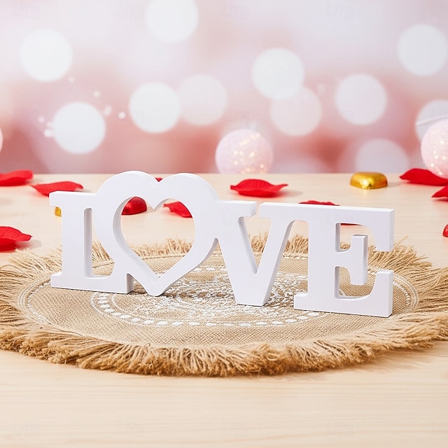 PLATEAU DE SERVICE en bois pour la saint-valentin, plateau de Table à manger EUR 12,66 - FR