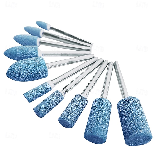  10 Pack 1/8 Shank Abrasive Mounted Stone Grinding Bits Sanding Drill Bit for Rotary Tool Flap Wheel for Grinding Polishing Deburring Ferrous Metal