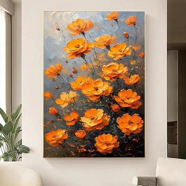 Mintura Hand Painted Abstract Flower Oil Paintings on Canvas Modern ...