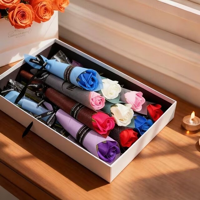 Un bouquet de fleurs en savon. Des lys, des roses et des arums