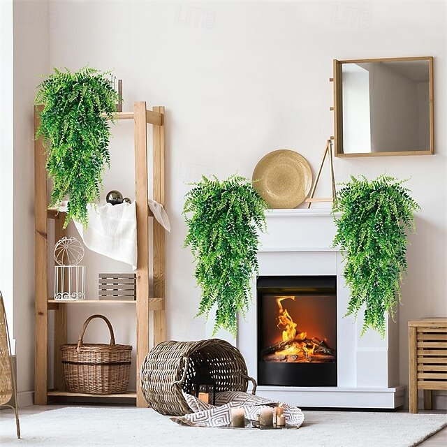 A two-piece artificial hanging wreath featuring UV-resistant artificial plants, perfect for event decor.