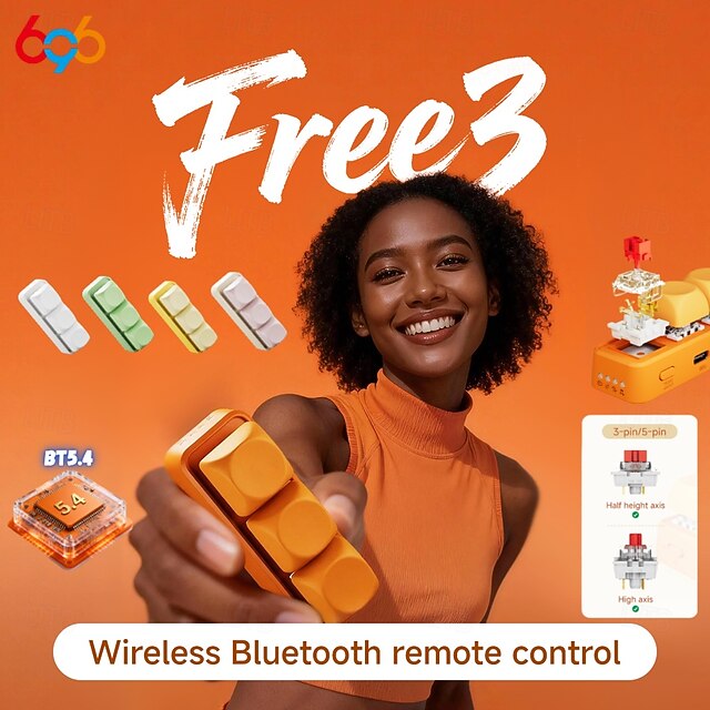 Mini 3-Key Macro Keyboard, Wireless Bluetooth 5.4 Keypad with Hot ...