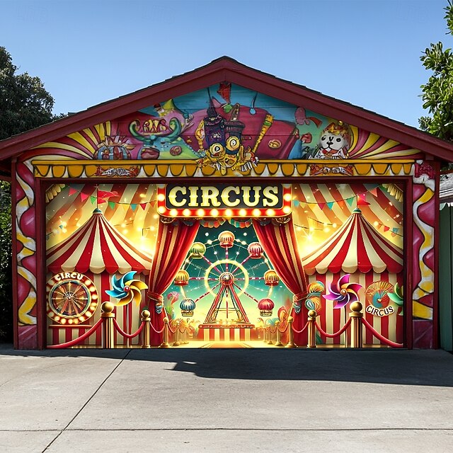 Mardi Gras Garage Door Cover Large Hanging Backdrop Circus Luxury 3D ...