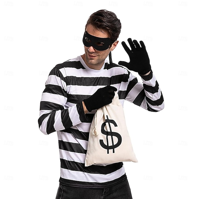 Fancy Costume Thief Bank Robber Cosplay Costume Striped Adults Men S 
