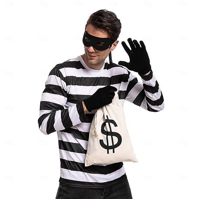 Fancy Costume Thief Bank Robber Cosplay Costume Striped Adults' Men's ...
