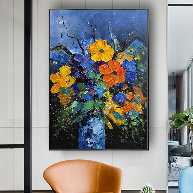 Mintura Hand Painted Abstract Flowers Oil Paintings on Canvas Modern ...