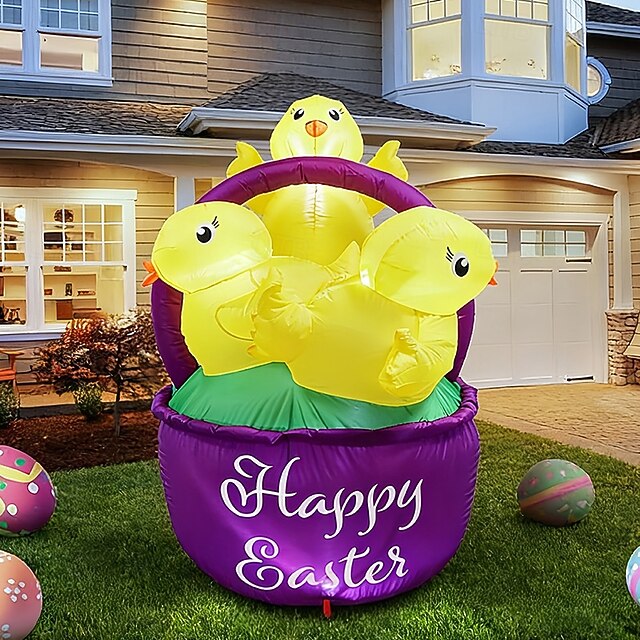 Easter Inflatable Decoration with LED Lights 1.5M/5Ft Three Chicks ...