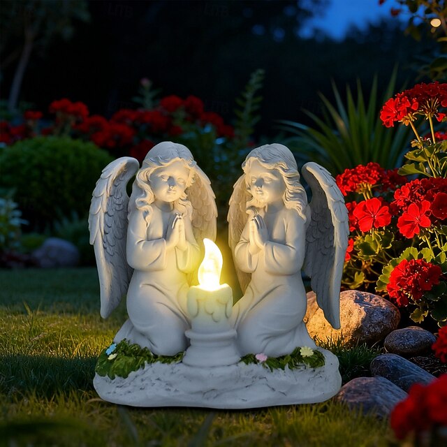 1 Pc Outdoor Solar Waterproof Praying Angel Resin Figurine Light ...