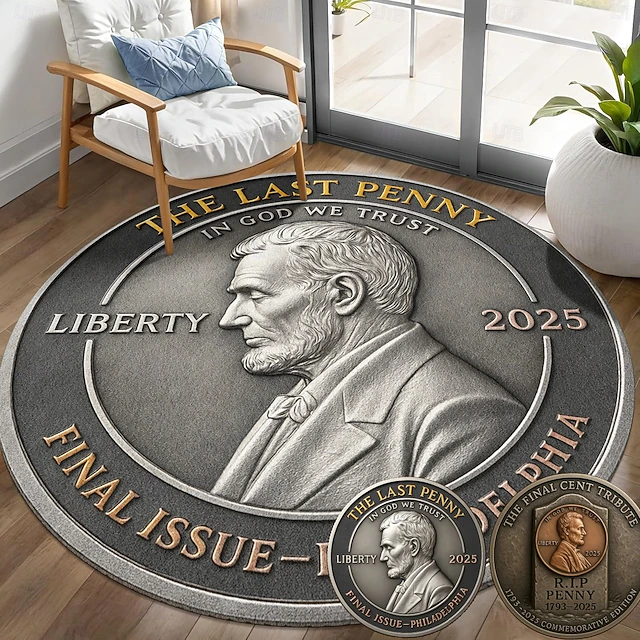 Libra Coin Rug Final Cent Tribute 1793-2025 Lincoln Memorial Penny Coin Rug and Coin ...