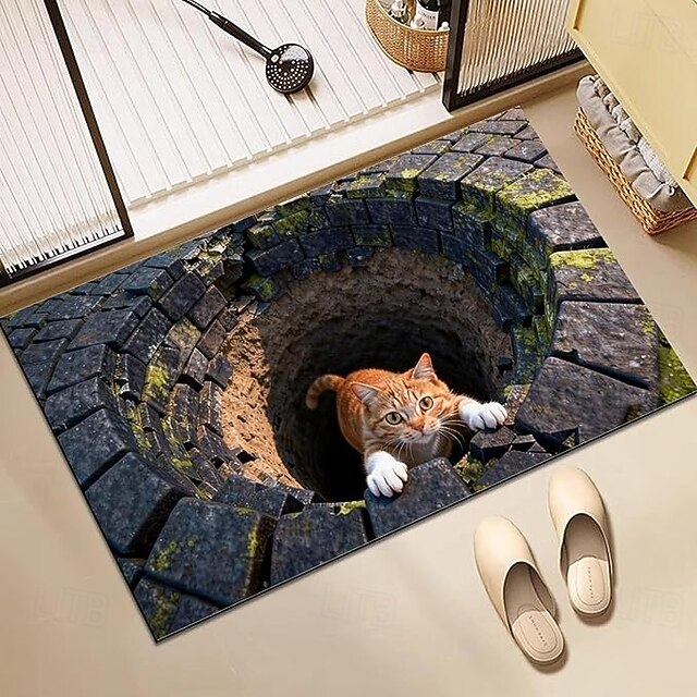 Front Door Visual Mat, 3D Optical Illusion All Weather Diatomaceous Mud ...