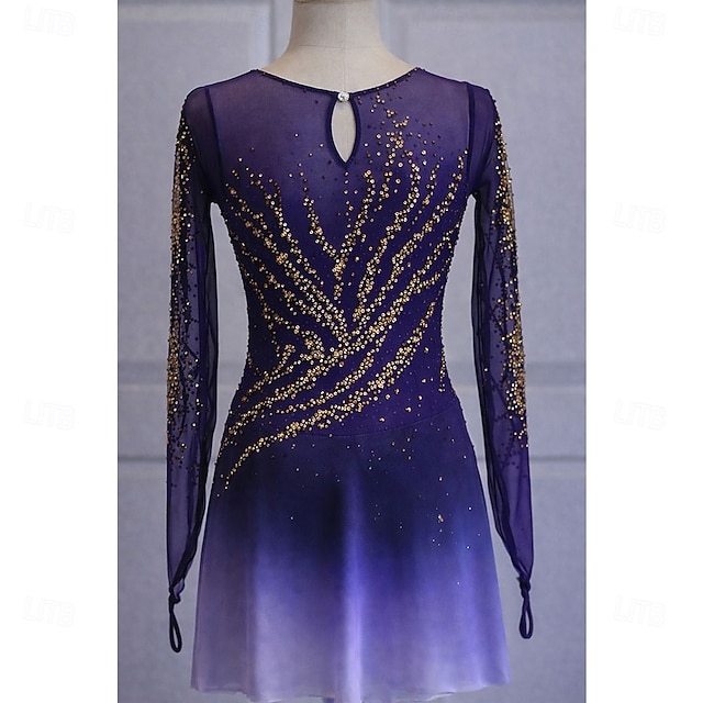 Pantalon De Patinage Artistique Femmes & Filles - Leggings Élastiques Haut De Gamme Avec Strass Et Doublure Polaire (XL, Violet)