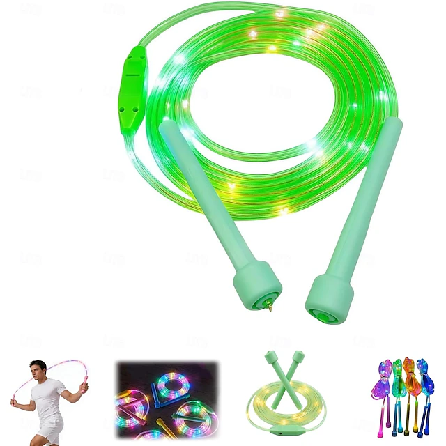 LED Light-Up Jump Rope for Kids, Adjustable Length Glowing Skipping Rope, Tangle Free PVC ...