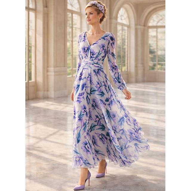 Formal Women's Dresses A-Line/Princess One-shoulder Sleeveless Ankle Length Wedding Guest Dress With Bow Prom Dress Prom Dress Shops main image 1