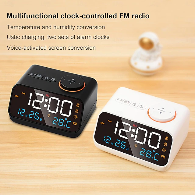 Alarm Clock Radio for Bedrooms Clock Radio with AM/FM Dual Alarm with ...