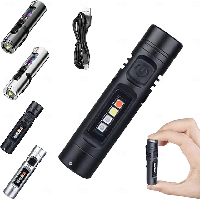 Mini Flashlight 500 Lumens Rechargeable Micro Tool, Magnetic Keychain ...