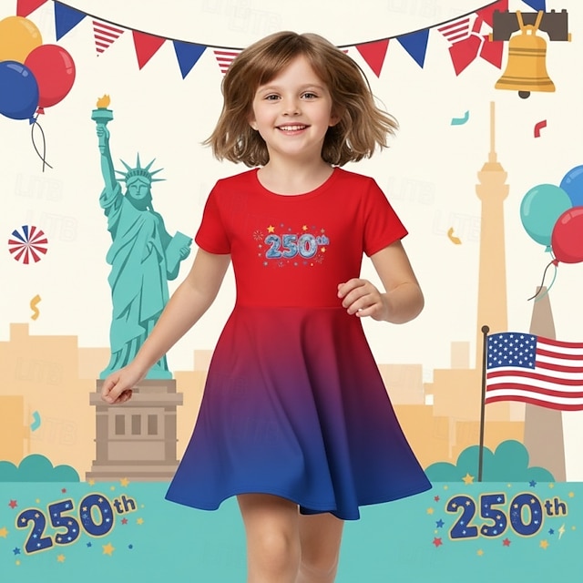 Robe Fille Bleu Licorne – Manche Courte – été – 5 à 10 Ans – Imprimé Tropicaux – Lavable En Machine