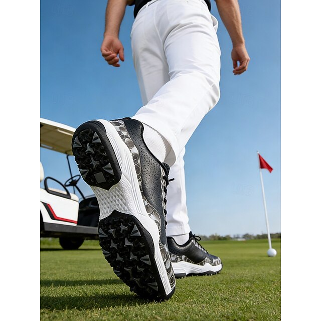 Men's Vintage Sporty Outdoor Microfiber Comfortable Lace-up Black White ...