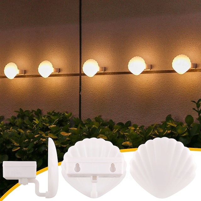 Light Shell Thing 4PCS Solar Wall Lights Waterproof Shell Lights for Outdoor Use for ...