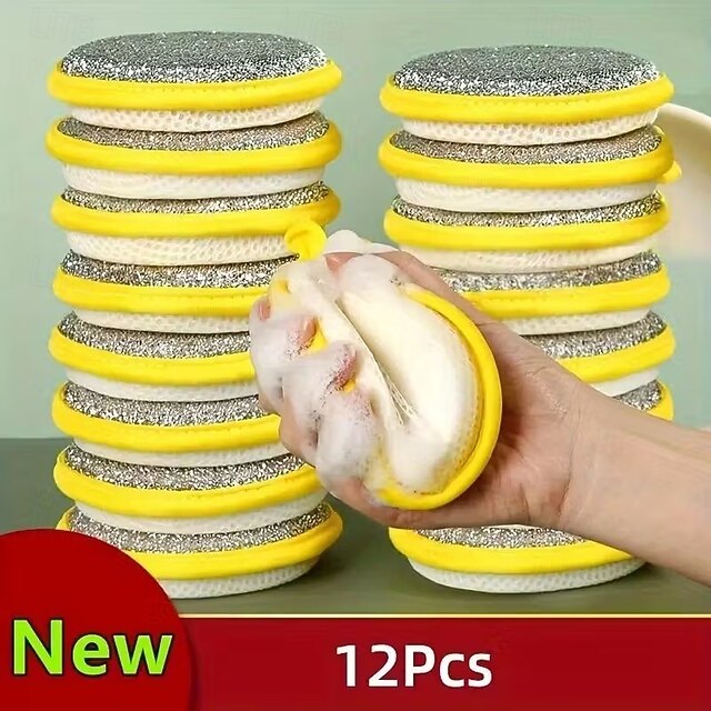 12 Heavy-Duty Kitchen Cleaning Sponges and Scrapers - Non-Scratch ...