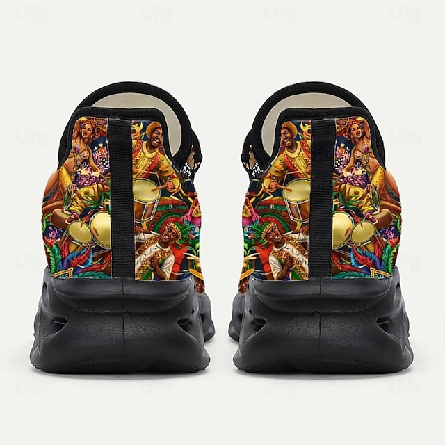 Men's Casual Fabric Comfortable Slip Resistant Breathable Lace-up Black ...