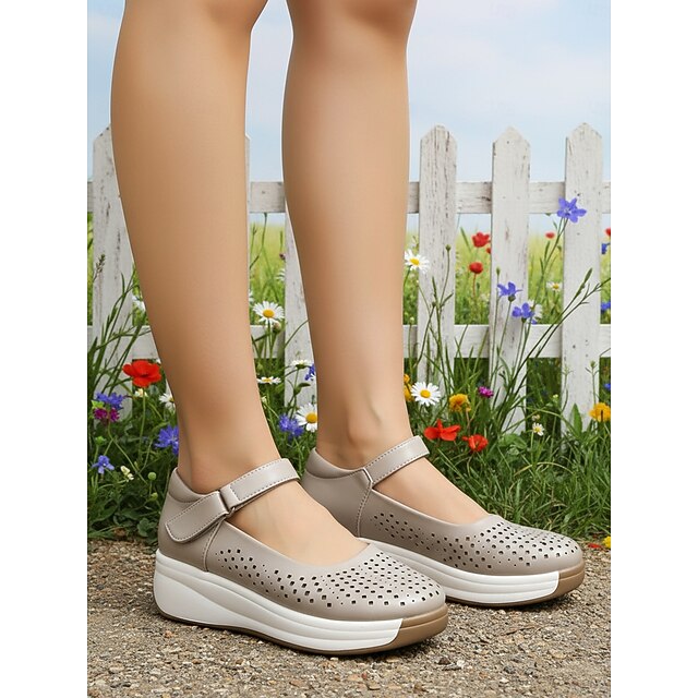 Chaussures en cuir à talon compensé Sweet Mary Jane printemps 2024 pour