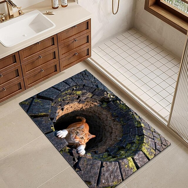 Front Door Visual Mat, 3D Optical Illusion All Weather Diatomaceous Mud ...
