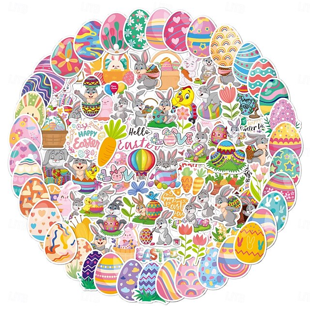 150 Pcs (3 Sets of 50) Easter Holographic Laser Waterproof Easter ...