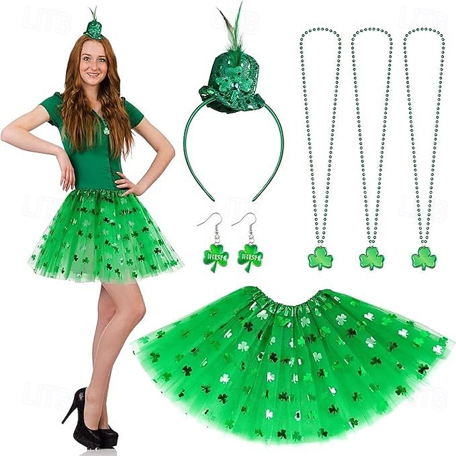 ST PATRICKS DAY Skirts IRELAND Shamrock GREEN Irish Dance SKIRT Dublin Costume E - Foto 5