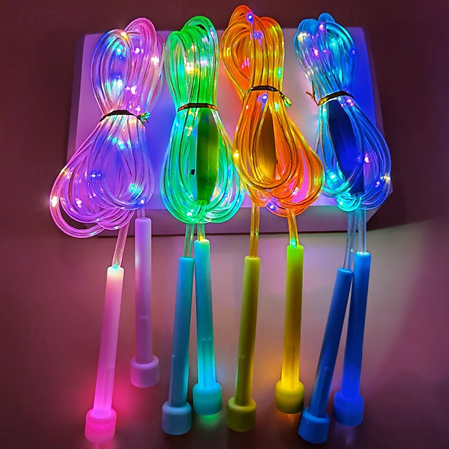 LED Light-Up Jump Rope for Kids, Adjustable Length Glowing Skipping Rope, Tangle Free PVC ...