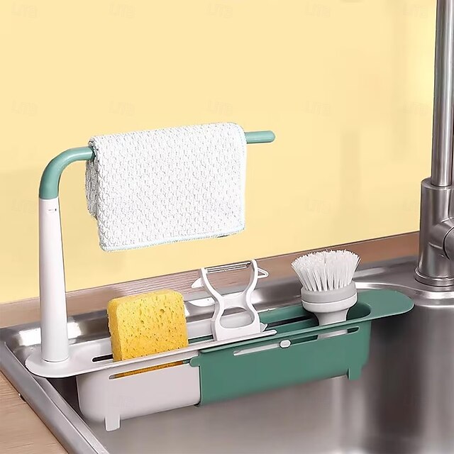 2Pcs Telescopic Sink Storage Rack, Adjustable Kitchen Sink Organizer ...