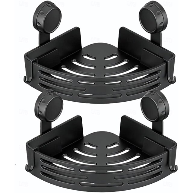 2-Tier No-Drill Bathroom Corner Shelf, Suction Cup Corner Shower Shelf ...