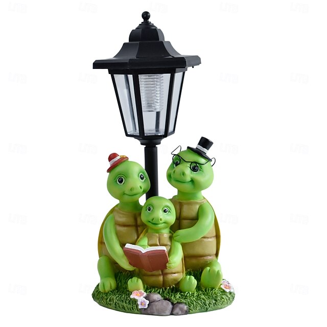 1 Pc Outdoor Solar Waterproof 3 Turtles Reading Resin Figurine Light ...