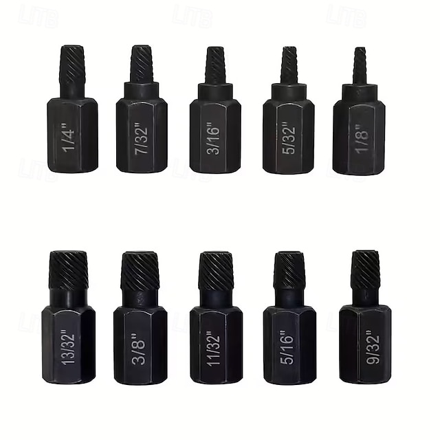  10dílná sada vytahovačů závitů pro vysoké zatížení – snadno odstraňují poškozené, stržené nebo zlomené šrouby, šestihranné šrouby &spojovací prvky, vysoce pevná konstrukce pro dlouhou životnost