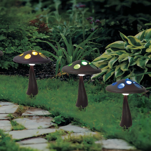  2 Pcs Outdoor Solar Mushroom Garden Stake Lights, Color-Changing LED, Decorative Pathway Light for Yard, Lawn, Garden, Park, Farm, Landscape, Atmosphere Lighting
