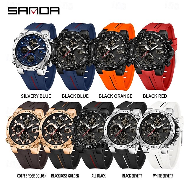 SANDA Men Digital Watch Minimalist Retro Vintage Luxury Sports Luminous ...